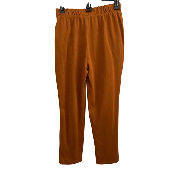 Lands End Sport Knit Straight Leg Pants S Elastic Waist Rust Orange - Picture 2 of 9